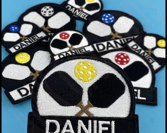 Toppa ricamata personalizzata per pickleball: nome personalizzato, da stirare o cucire