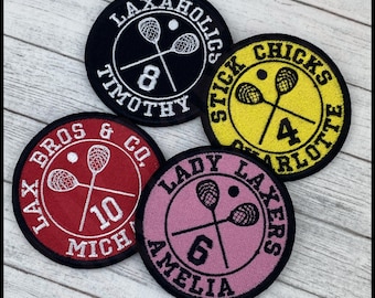 Parche de lacrosse bordado personalizado: nombre y número del equipo, para planchar o coser