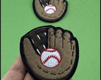Embroidered Baseball Glove Patch: Sport Applique, Iron-On or Sew-On