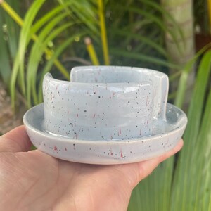Pottery Scrub Brush Holder / Handmade Ceramic Ring Dish