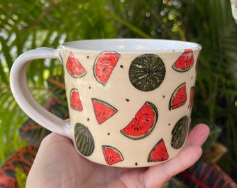 Watermelon Coffee Mug, Handmade Ceramic Teacup, Coffee or Tea Lover Gift