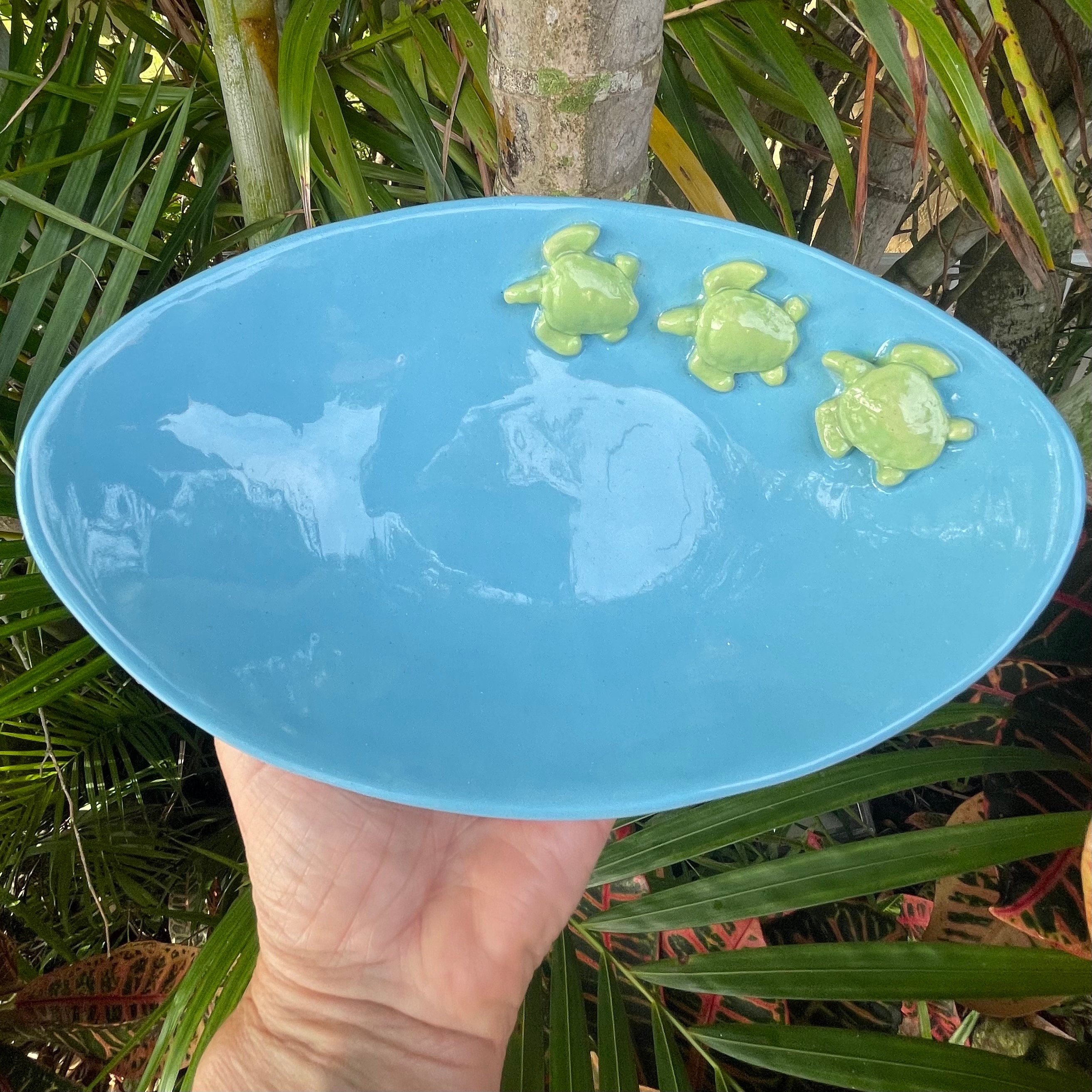 Small Turtle Serving Platter Oval Appetizer Dish Ceramic Etsy