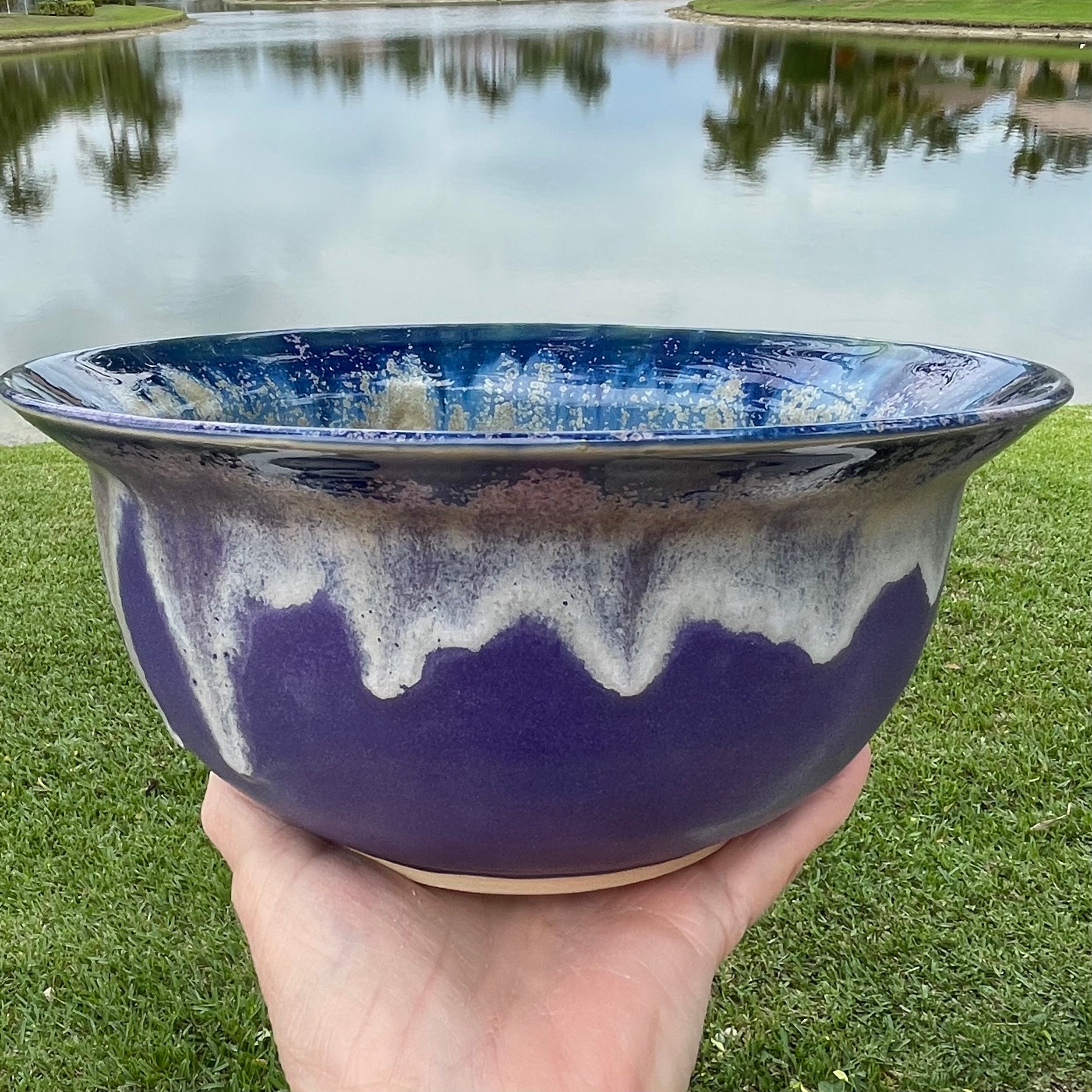 Large Ceramic Serving Bowl Handmade Fruit Bowl Colorful Etsy