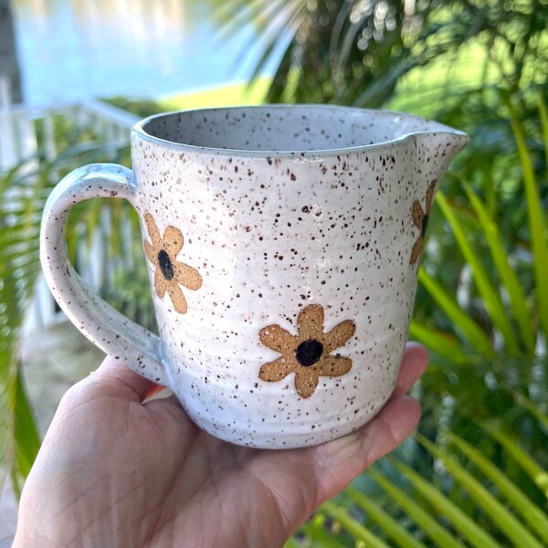 Wildflower Coffee Creamer, Melted Butter or Syrup Server, Small Gravy Pitcher