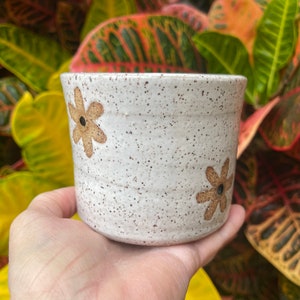 Wildflower Ceramic Tumbler, Stemless Pottery Wine Glass, Ceramic Coffee Mug