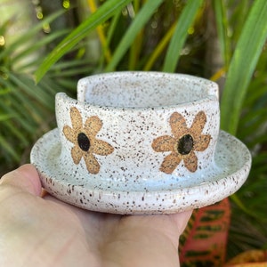 Wildflower Sponge Holder, White Speckled Brush Holder, Modern Farmhouse Kitchen Gift