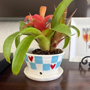 Heart Checkered Planter: Handmade Garden Decor