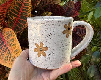 Ceramic Wildflower Mug: Modern Farmhouse Coffee Cup