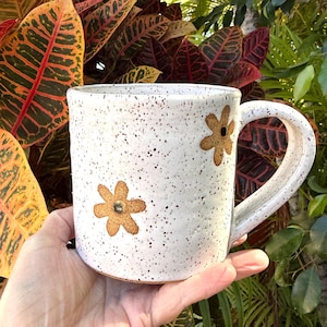 Ceramic Wildflower Mug: Modern Farmhouse Coffee Cup
