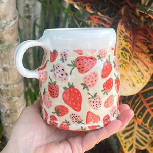 Strawberry Coffee Mug, Handmade Ceramic Mug, Coffee or Tea Lover Gift