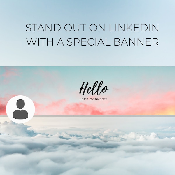 Pink Sky LinkedIn Banner | Instant Download for LinkedIn Background Photo and Cover Photo | PNG File