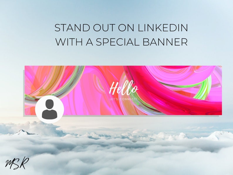 Design & Templates Pink Abstract LinkedIn Banner PNG File Instant