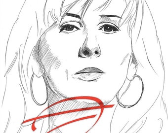 Catherine Tate as Donna Noble pen sketch print