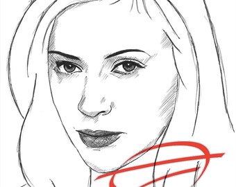 May include: A black and white pencil sketch of a woman's face. The woman has long hair and is looking to the side. The drawing is signed "JackAnthonyArt" in the bottom right corner.