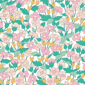 Liberty of London Carnaby Collection - Bohemian Brights Piccadilly Poppy floral flower - 100% Cotton Half Metre - sold by Vellana Fabric UK