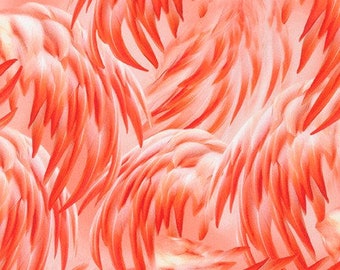 UK Robert Kaufman - Imaginings - Flamingo feathers pink salmon rare cotton - 100% Cotton Half Metre - Vellana Blue Fabrics UK