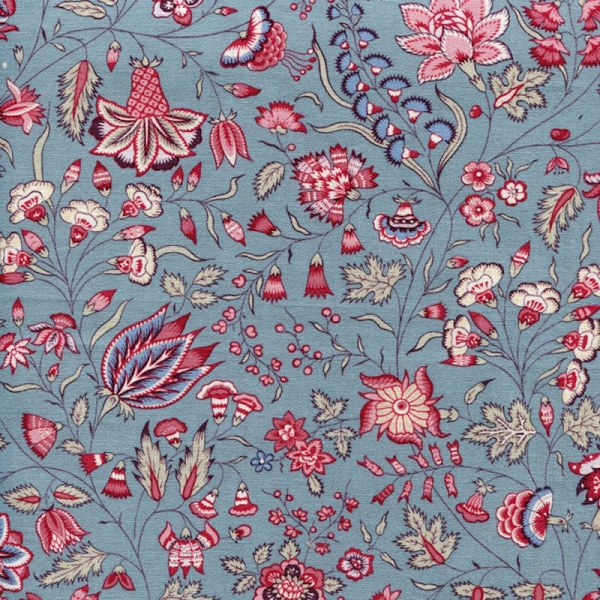 Dutch Heritage 1025 Blue - 100% Cotton Half Metre Chintz Fabric - sold by Vellana Blue Fabrics UK