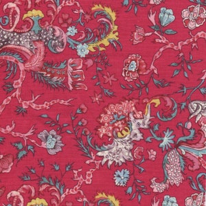 Dutch Heritage 2051 Indira Collection Red - 100% Cotton Half Metre Chintz Fabric - sold by Vellana Blue Fabrics UK