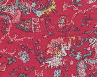 Dutch Heritage 2051 Indira Collection Red - 100% Cotton Half Metre Chintz Fabric - sold by Vellana Blue Fabrics UK