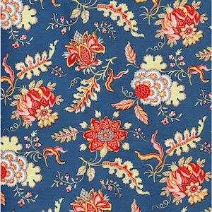 Dutch Heritage 1022 Pomegranate Royal - 100% Cotton Half Metre Chintz Fabric - sold by Vellana Blue Fabrics UK