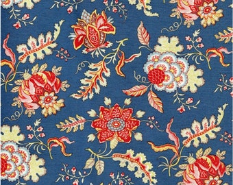 Dutch Heritage 1022 Pomegranate Royal - 100% Cotton Half Metre Chintz Fabric - sold by Vellana Blue Fabrics UK
