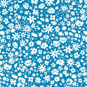 Liberty of London Carnaby Collection - Retro Indigo - Bloomsbury Silhouette blue - 100% Cotton Half Metre - sold by Vellana Fabric UK