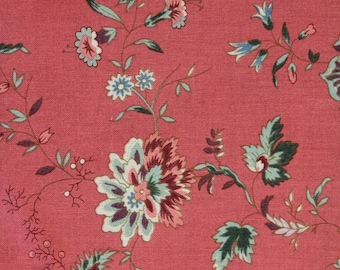 Dutch Heritage 2032 Mary's Secret Garden Coral - 100% Cotton Half Metre Chintz Fabric - sold by Vellana Blue Fabrics UK