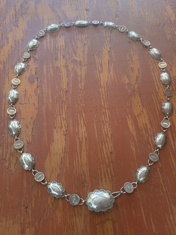 Vintage All Silver Concho Belt - image 3