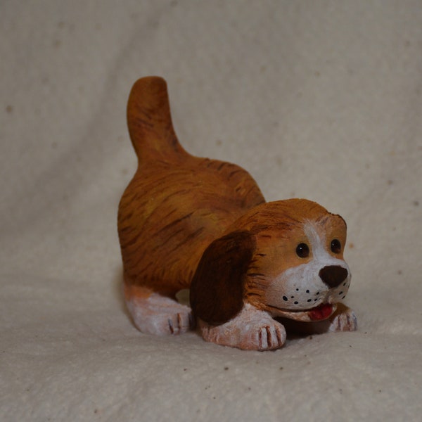 Hand Carved Dog Figurine