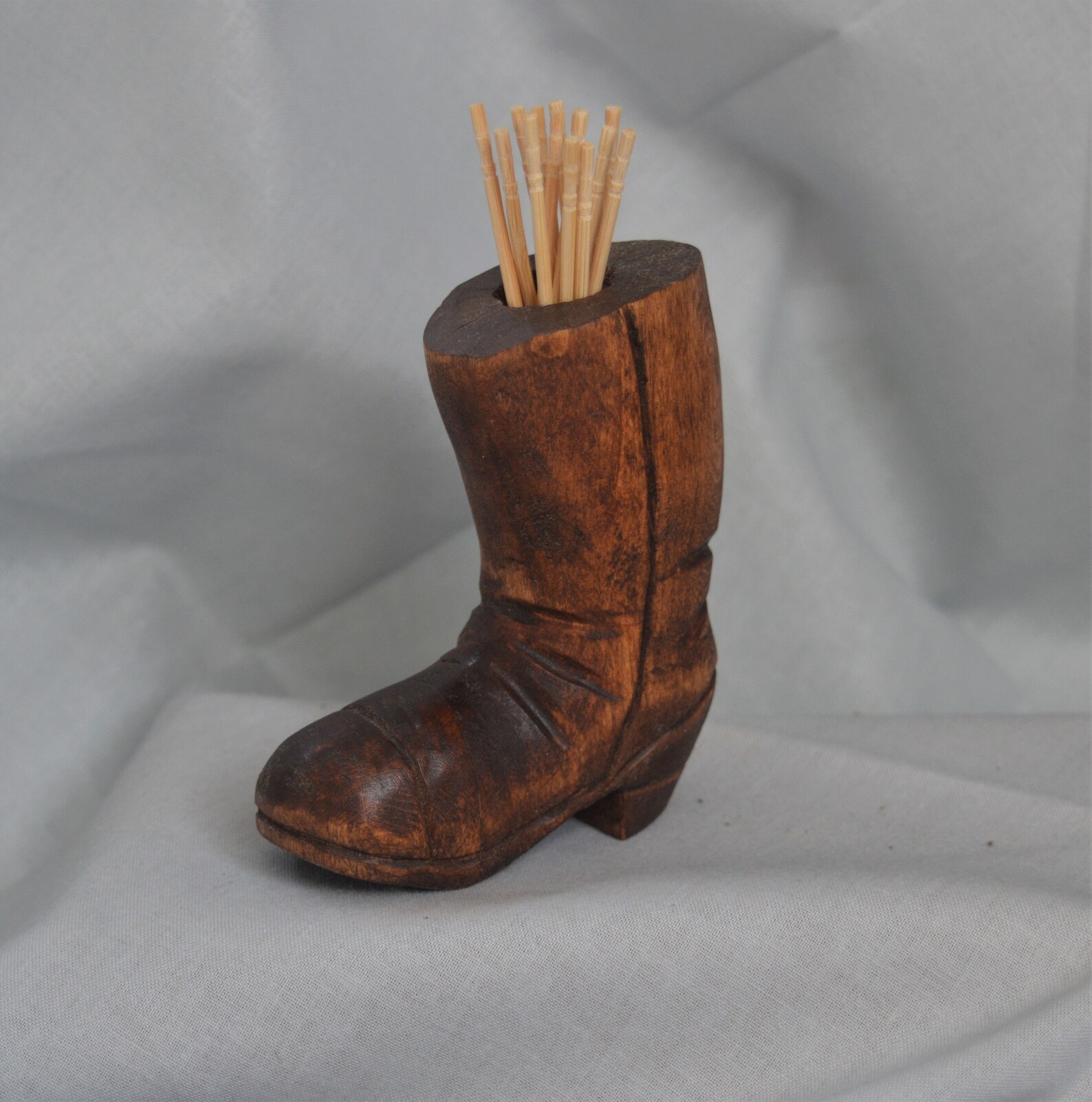 Hand Carved Wooden Boot Toothpick Holder Match Stick Holder Etsy