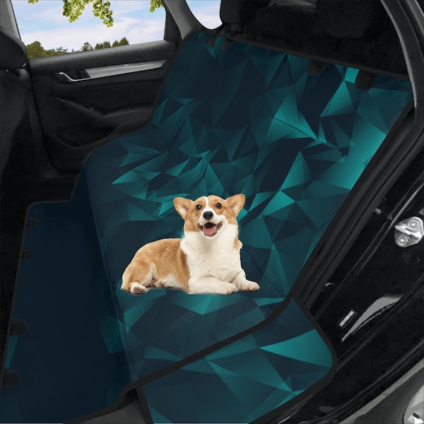 Green Polygonal Pet Seat Cover, Boho Green Back Seat Cover for Car, Bench Seat Cover, Dog Hammock, Aesthetic Car Interior Decor, Car Gift