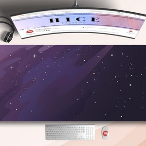 Purple Space Art Desk Mat for Home Office, Large Gaming Keyboard Mat, Ergonomic Mouse Pad with Wrist Rest, Extended Mouse Pad Gaming