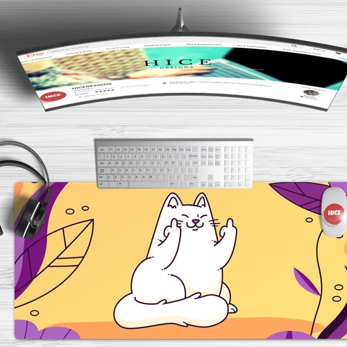 Cute Funny Cat Desk Mat Extra Large Desk Mat Cute Extended Etsy