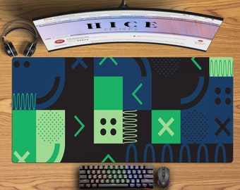 Cubical Geometric Shapes Desk Mat Extra LArge, Desk Mat Cute, Desk Mat Gaming, Extended Mouse Pad, Large Desk Pad Gaming, Mouse Pad Large