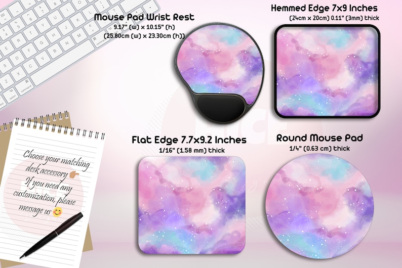 Cute Purple Pastel Mouse Pad Starry Sky Desk Mat, Large Gaming Mouse Pad Galaxy Gaming Girl Desk Cute Pink Desk Decor Large Keyboard Mat,Mousepad Desk - View #4
