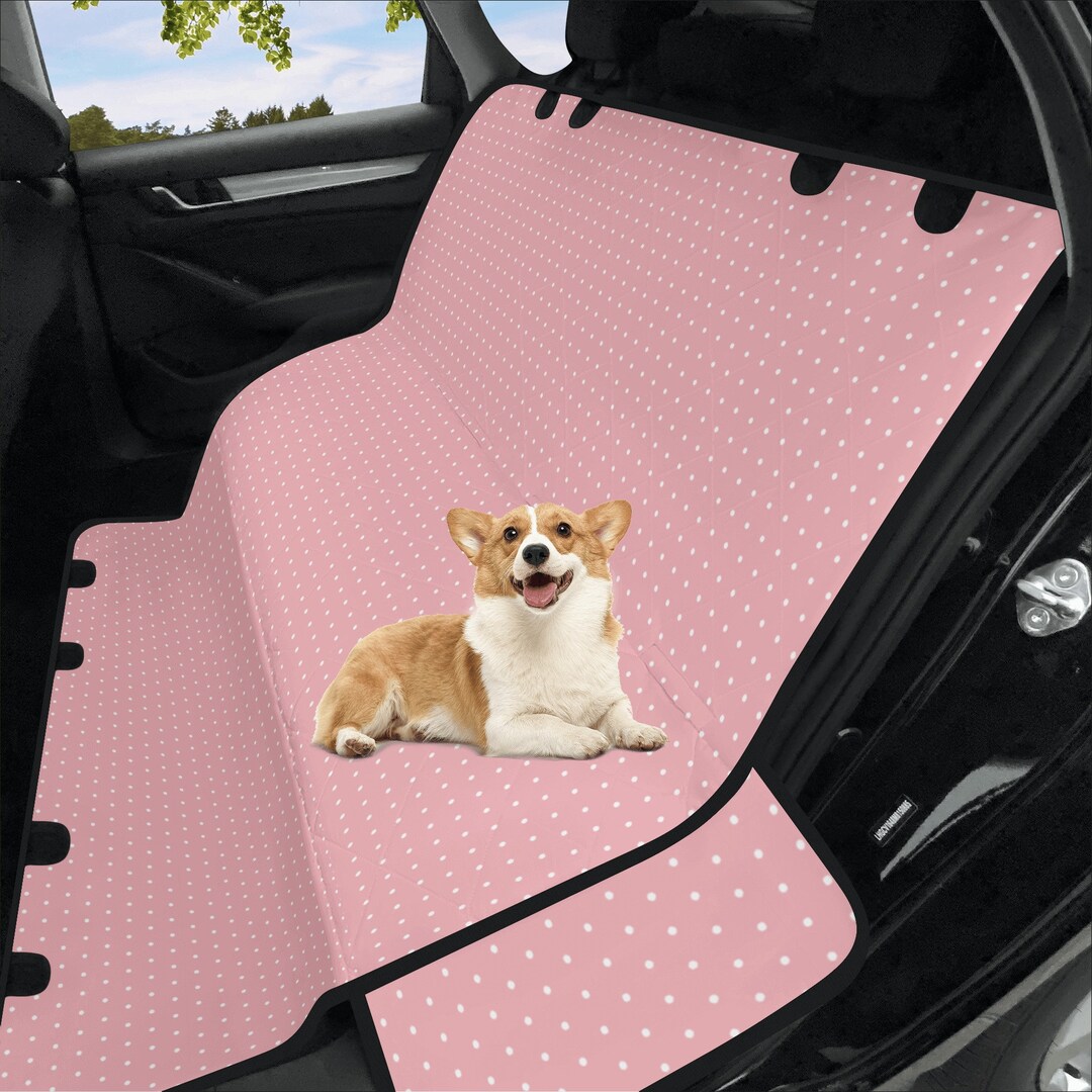 Pink Pet Seat Cover, White Dots on Pink Back Seat Cover for Car, Bench