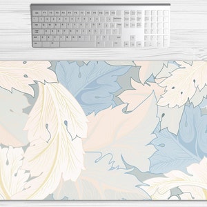 Pastel Leaf Print Desk Mat Cute, Desk Mat Extra Large, Desk Mat Cute, Extended Desk Pad, Gaming Desk Pad, XXL Mouse pad, Desk PAd Cute, Gift image 2