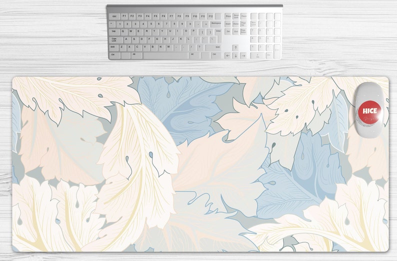 Pastel Leaf Print Desk Mat Cute, Desk Mat Extra Large, Desk Mat Cute, Extended Desk Pad, Gaming Desk Pad, XXL Mouse pad, Desk PAd Cute, Gift image 2