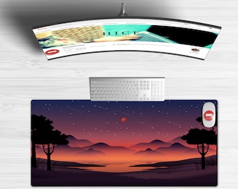 Aesthetic Starry Night Landscape Desk Mat,  Extra LArge Desk Mat, Extended Mouse Pad, Desk Mat Cute, Home Office Desk Mat, Large Mouse Pad