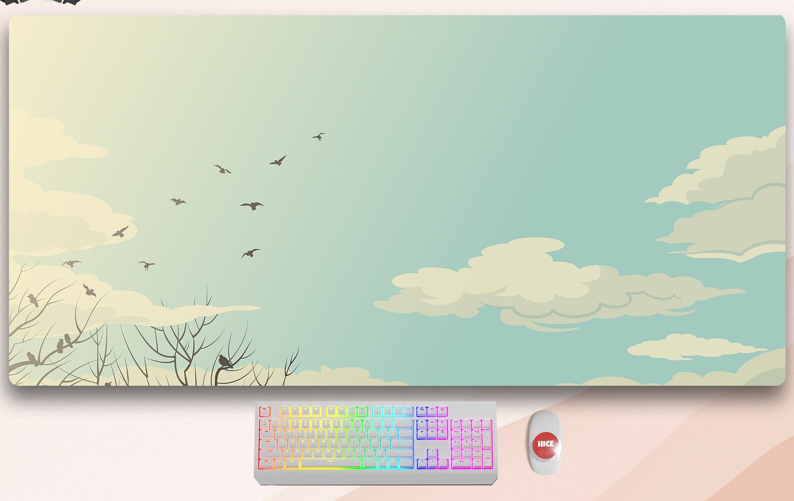 Crows on Tree Modern Art Desk Mat Cute Desk Mat Extra Large - Etsy