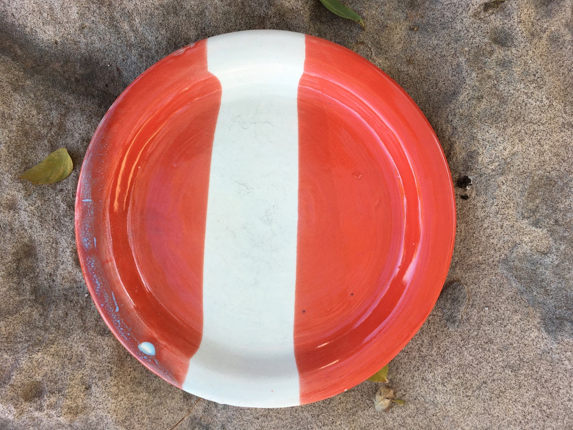 Dinnerware Set Red and White Etsy