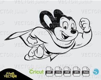 and layered SVG cut file PNG vintage cartoon mighty mouse image file image file for crafters. JPG compatible with Cricut design space