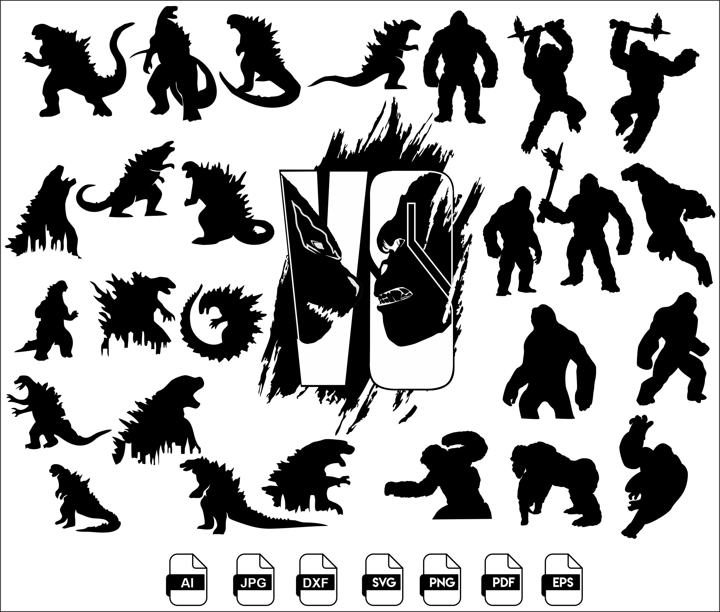 Download Godzilla vs Kong Svg Eps Pdf Png cricut Ai Dxf file | Etsy