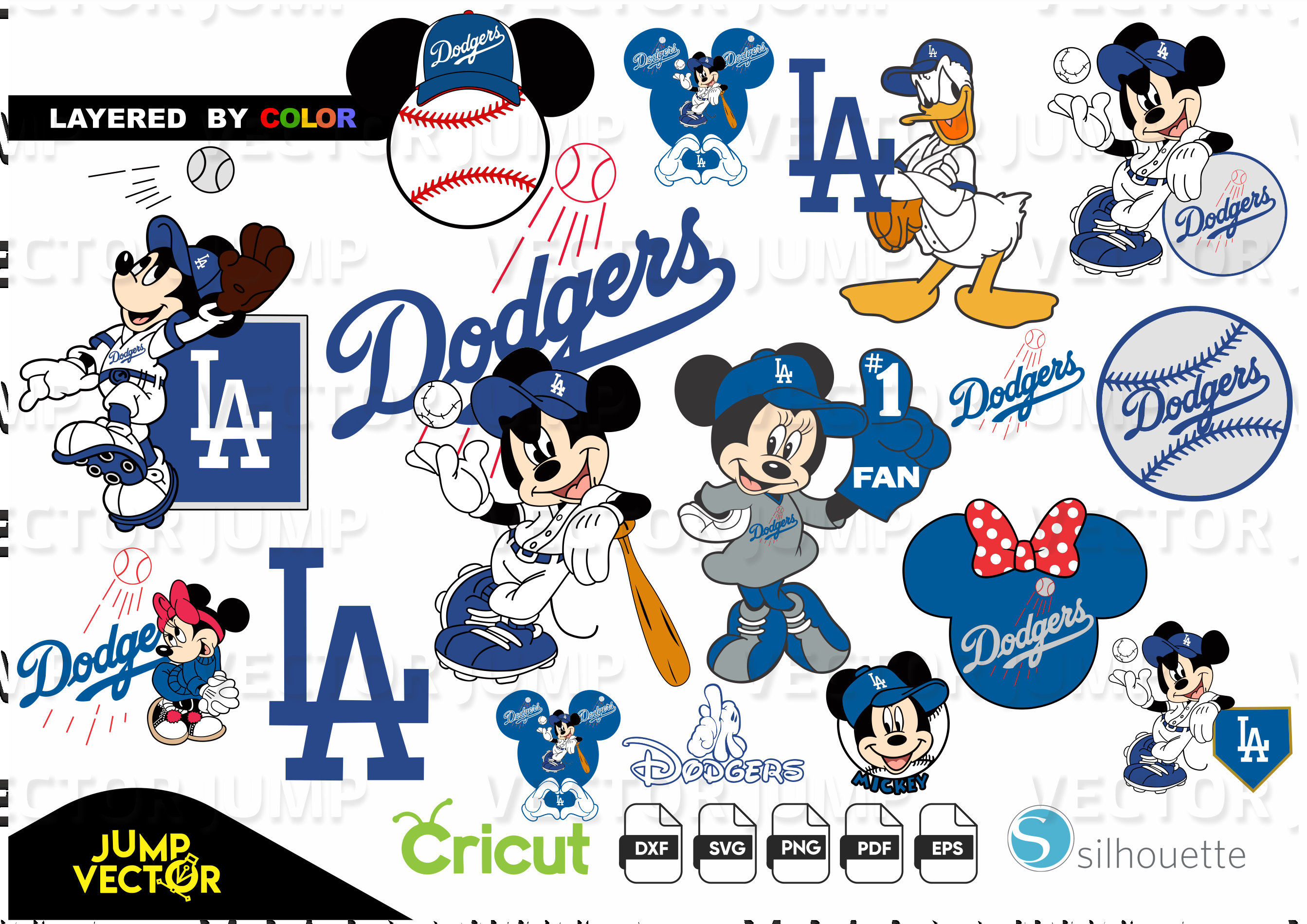 MICKEY DODGERS dxf eps svg pdf png cricut silhouette | Etsy