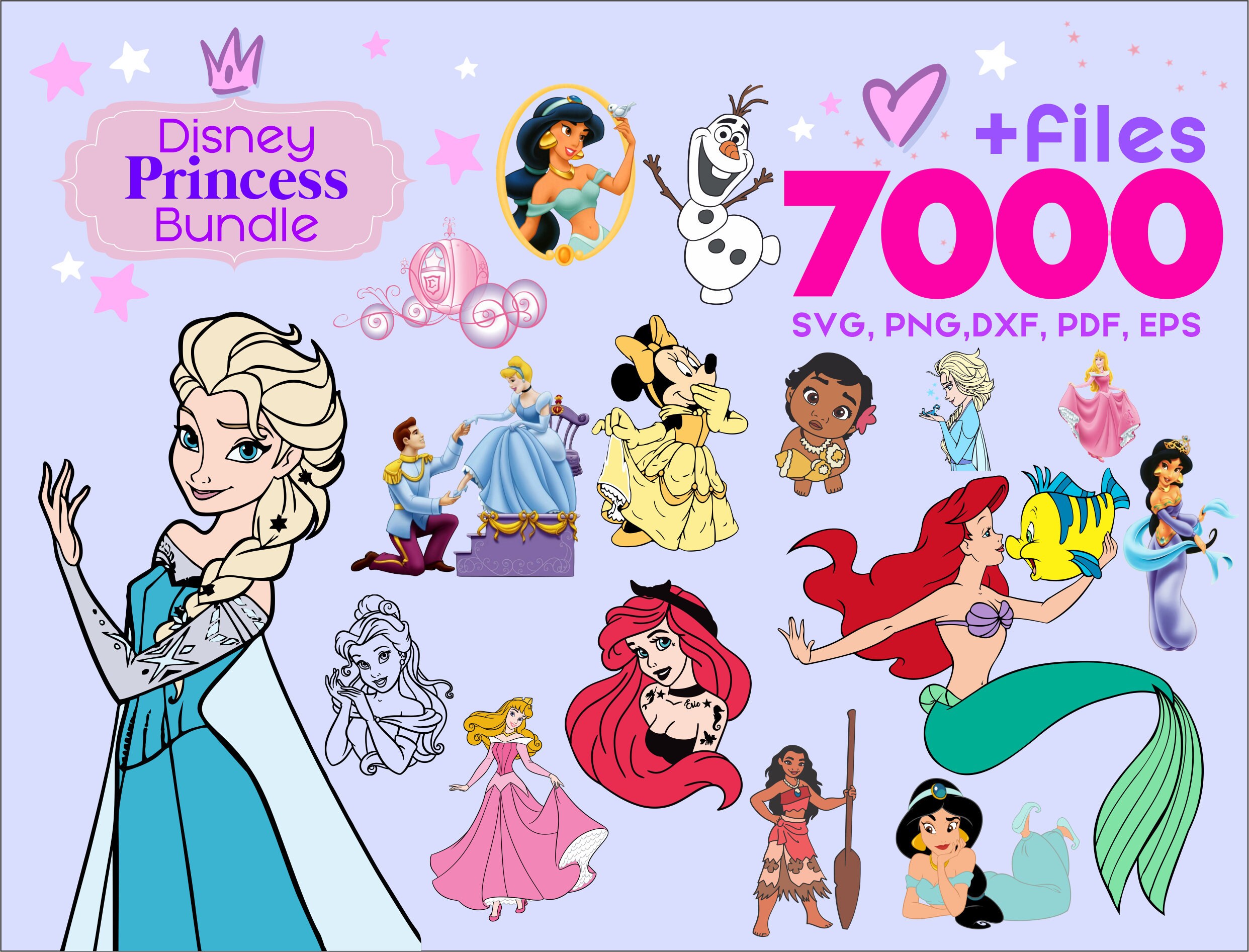 Download 7000 Disney Princess SVG Mega Bundle Instant Download File | Etsy