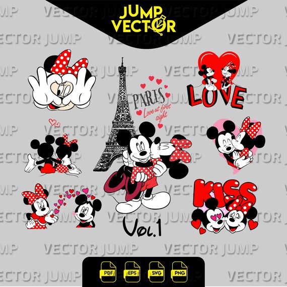 Vol 1 Mickey Paris Svg Mickey San Valentin Mickey Love Etsy