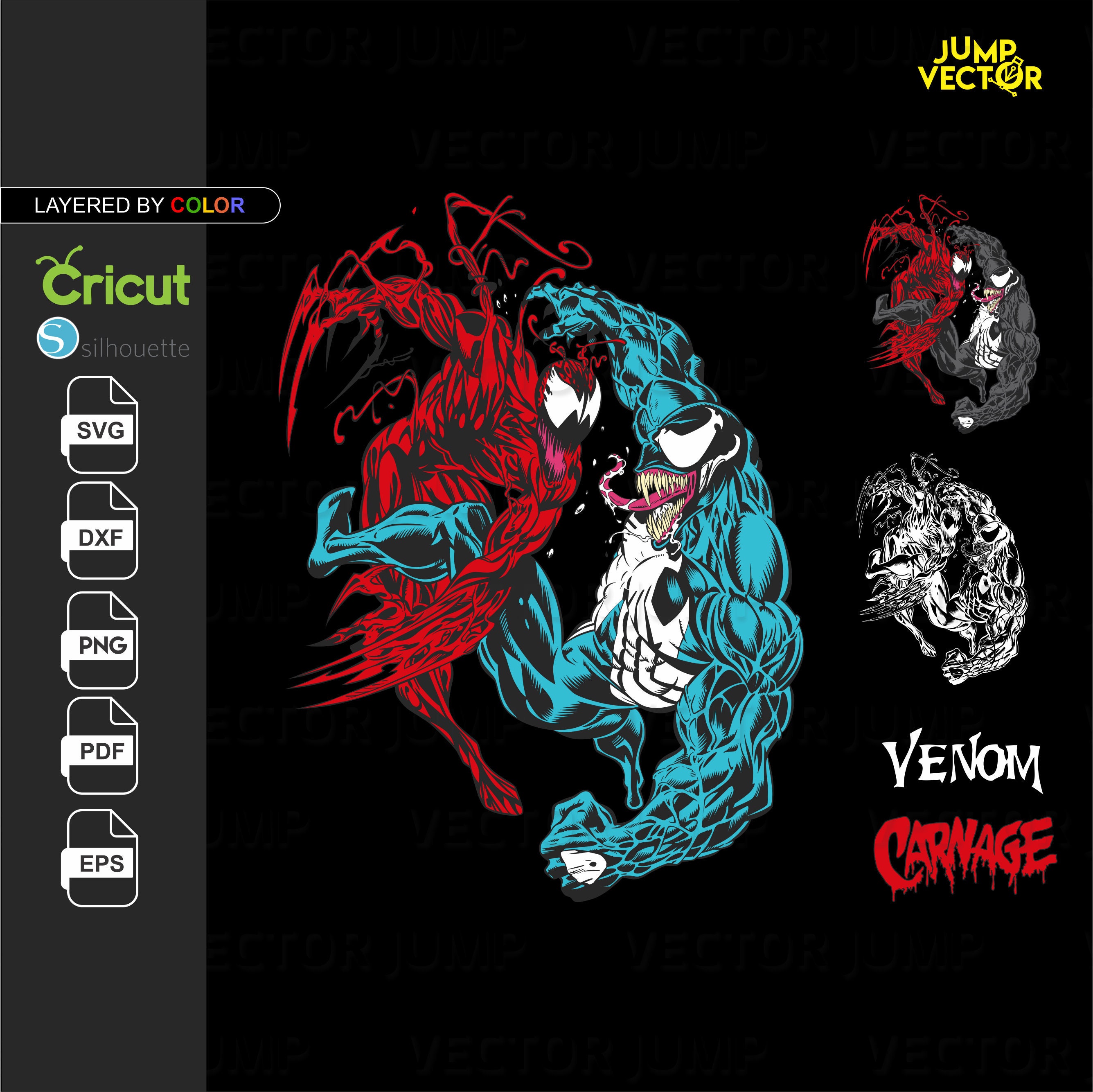 Download CARNAGE vs Venom cricut silhouette Svg Pdf Eps Png | Etsy