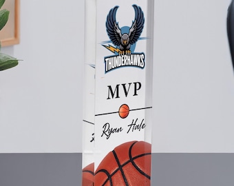 Custom Basketball Award | Acrylic Sports Trophy for Teams & Coaches | Personalized MVP Plaque | End of Season Gift