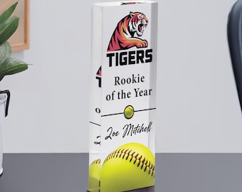 Personalized Softball Trophy | Custom Acrylic Softball Award | Player & Coach Gift | Team Recognition Plaque