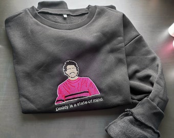 Daddy is a state of mind Oversize Embroidered Crewneck Sweatshirt